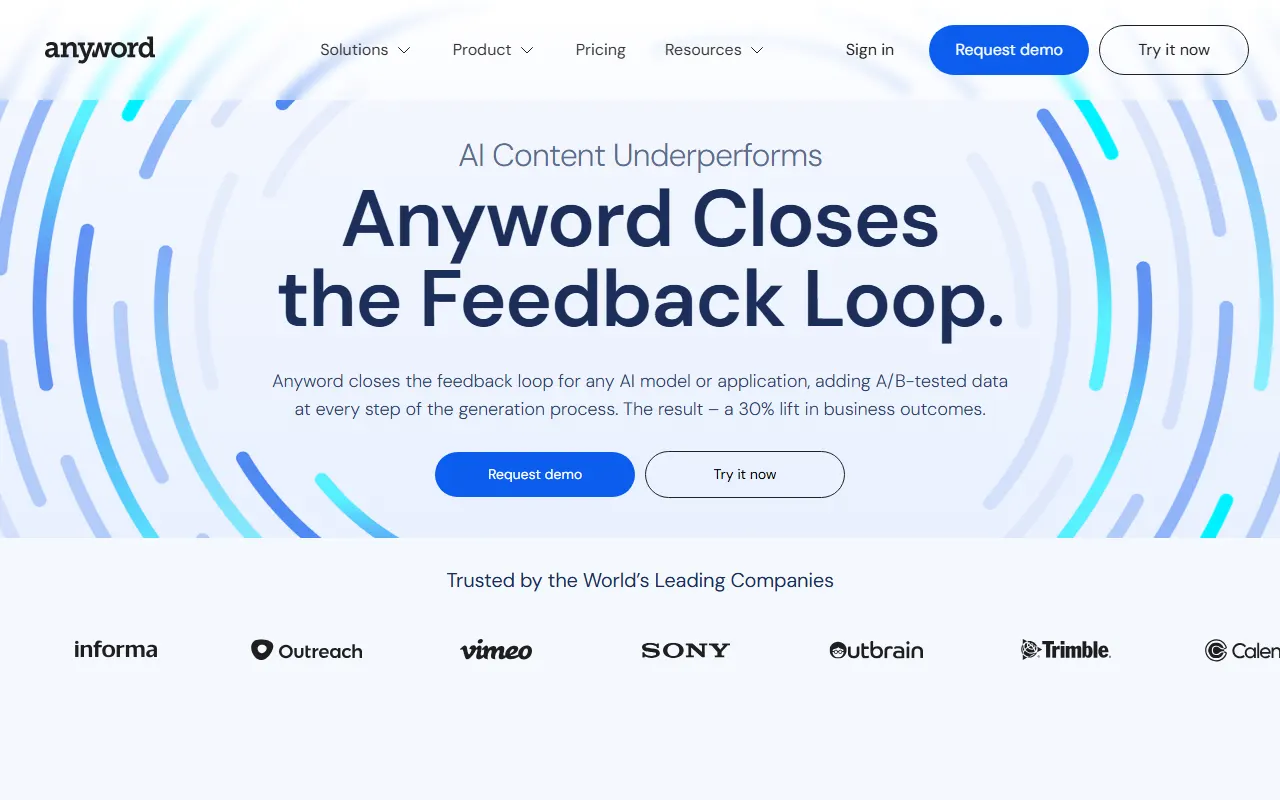 Anyword AI tool interface screenshot