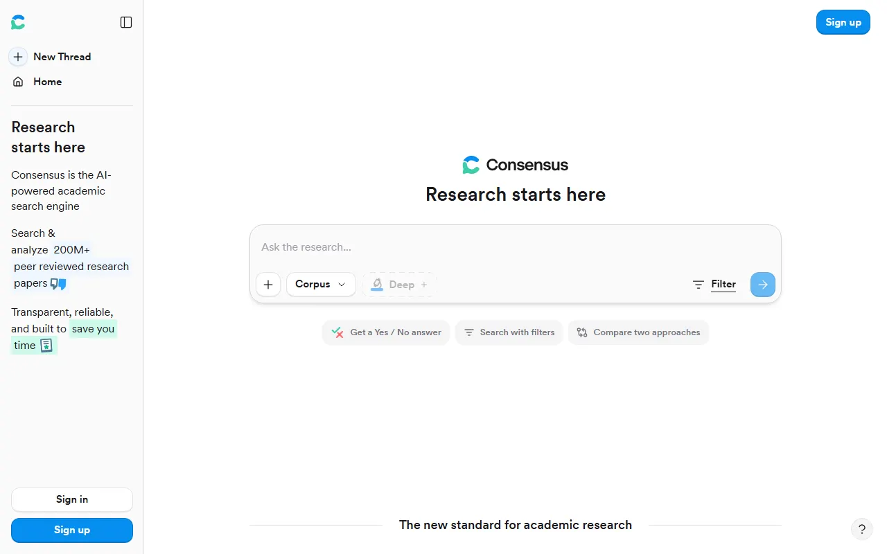 Consensus AI tool interface screenshot