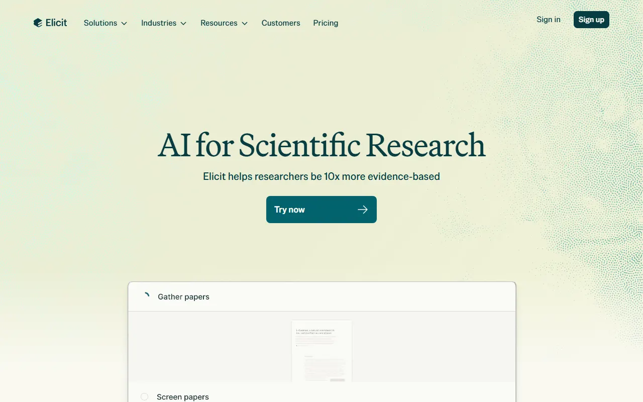 Elicit AI tool interface screenshot
