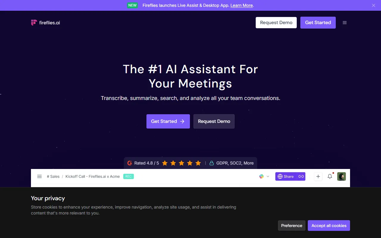 Fireflies.ai AI tool interface screenshot