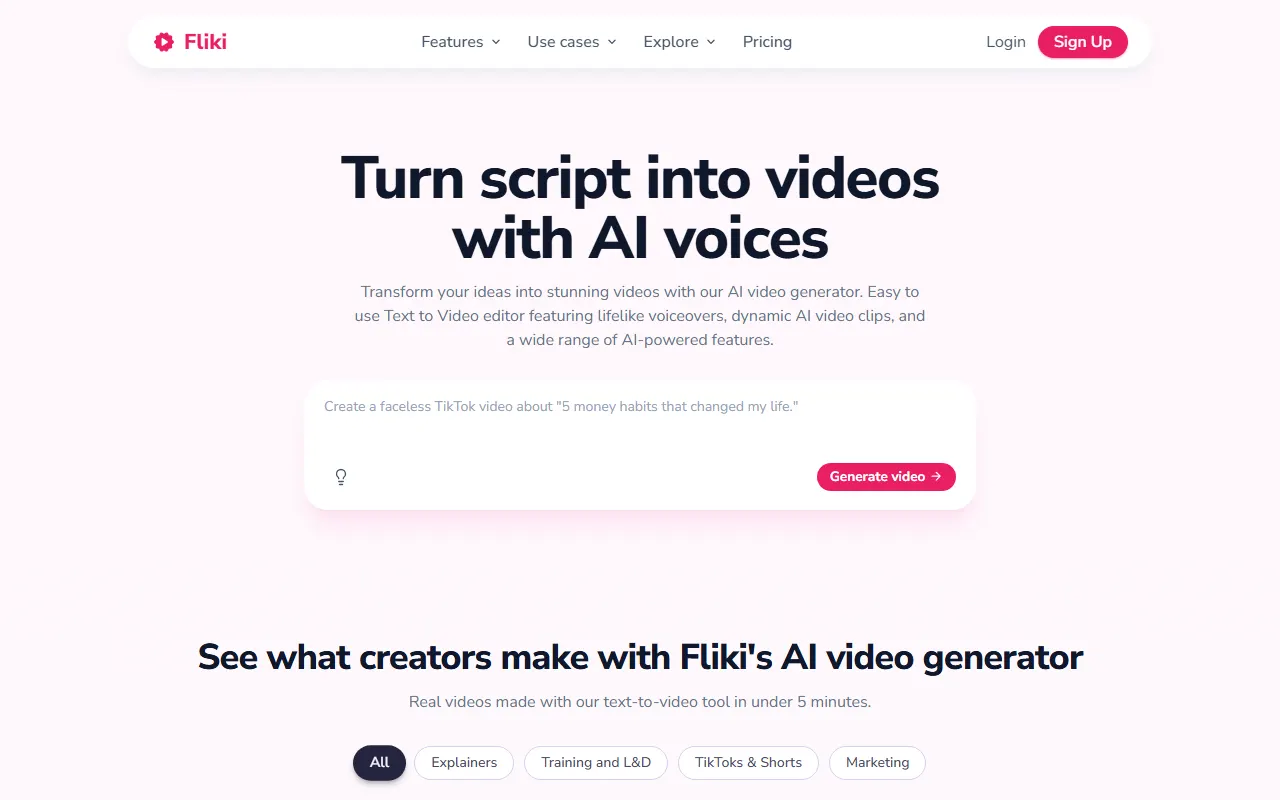 Fliki AI tool interface screenshot