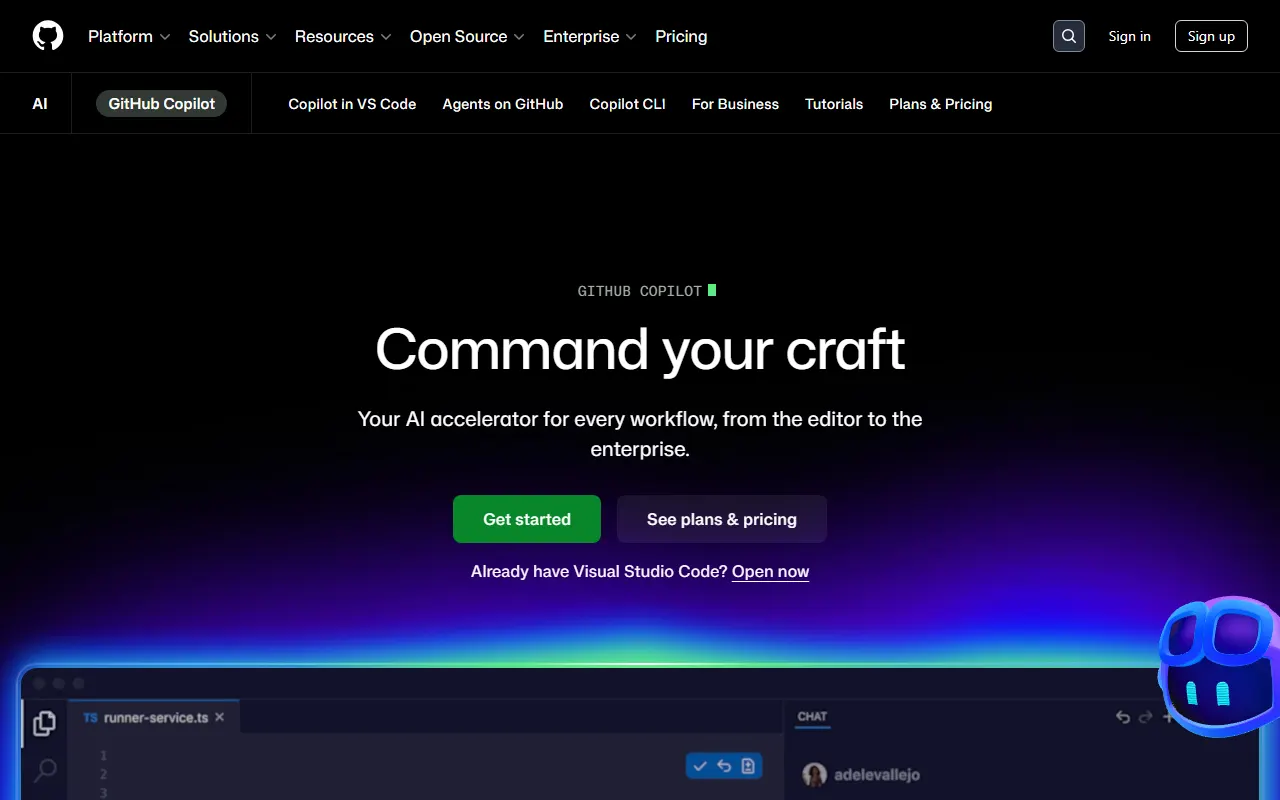 GitHub Copilot AI tool interface screenshot