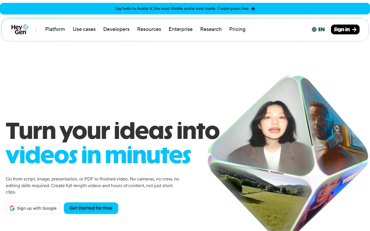 HeyGen AI tool interface screenshot