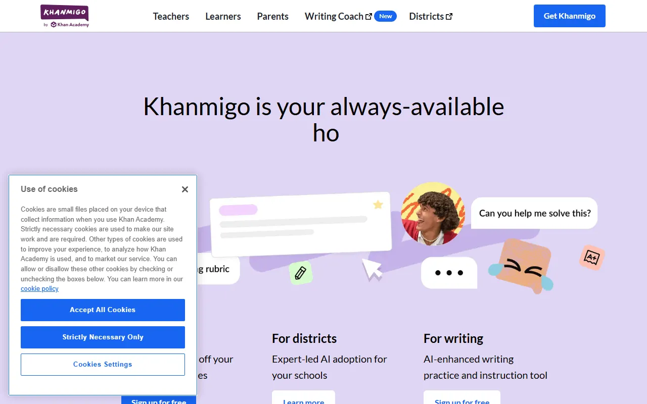 Khanmigo AI tool interface screenshot