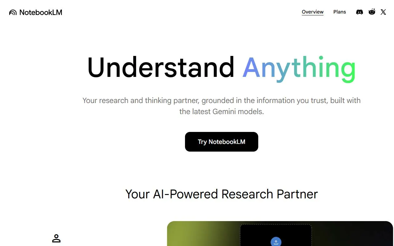 NotebookLM AI tool interface screenshot
