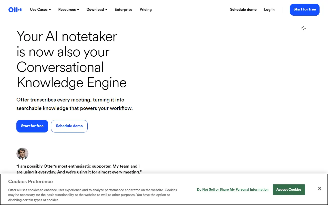 Otter.ai AI tool interface screenshot