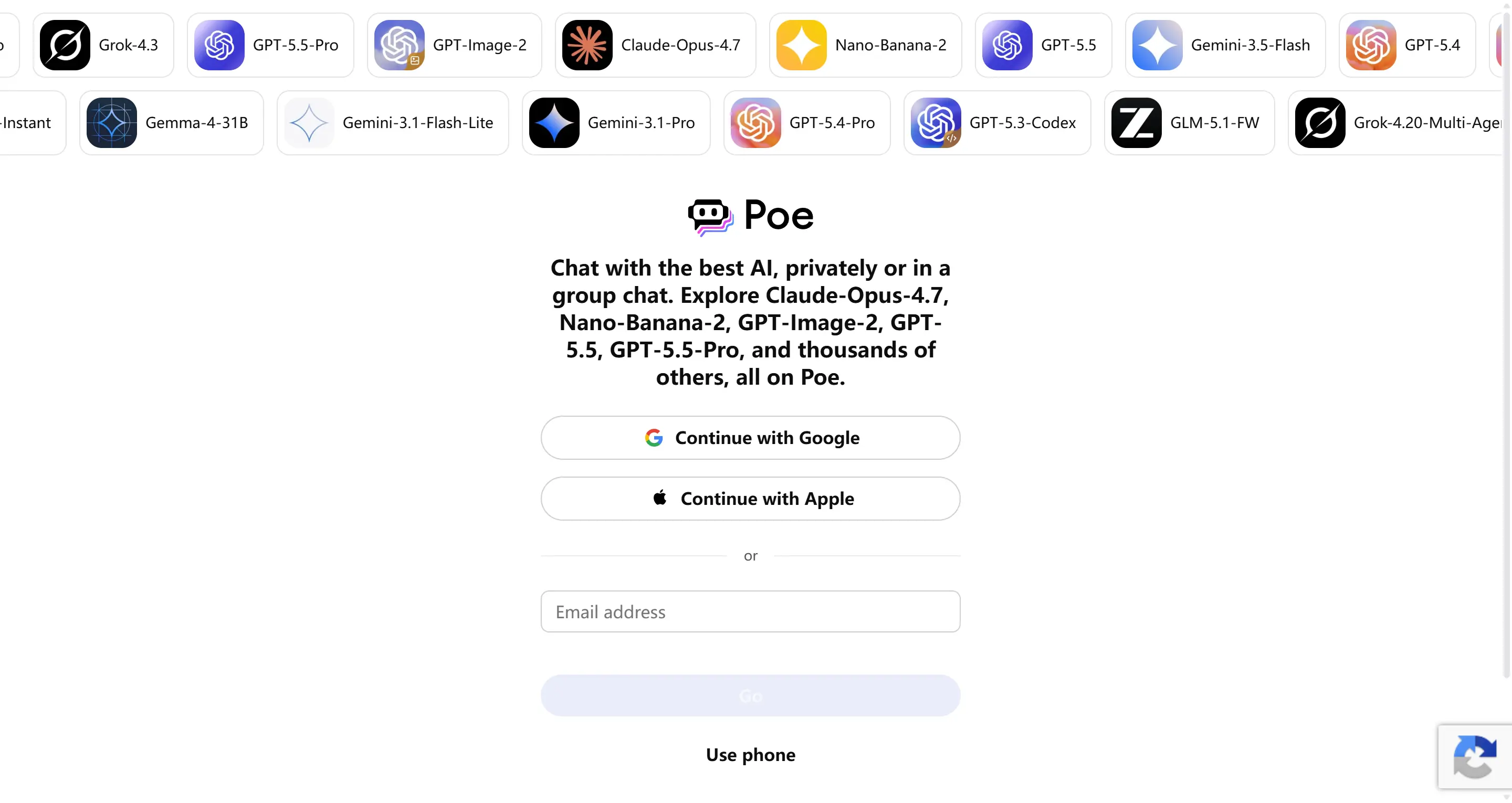 Poe AI tool interface screenshot