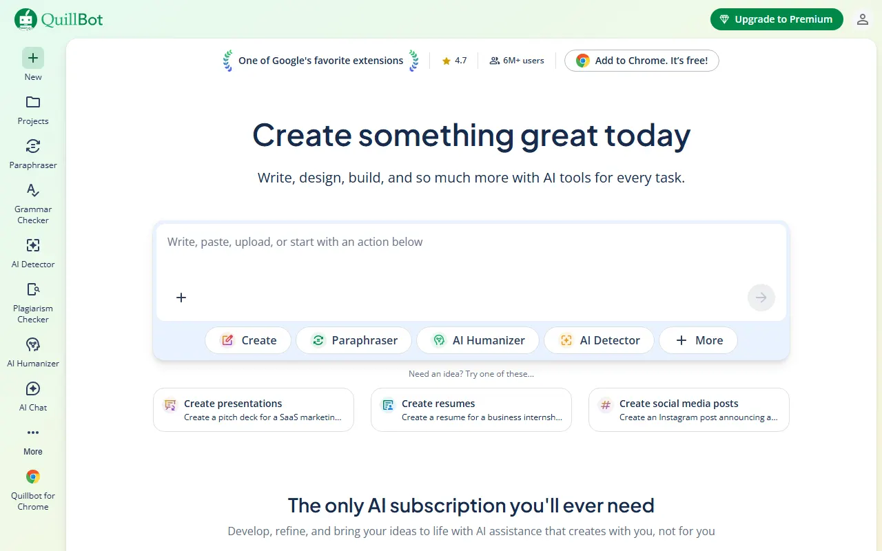 QuillBot AI tool interface screenshot