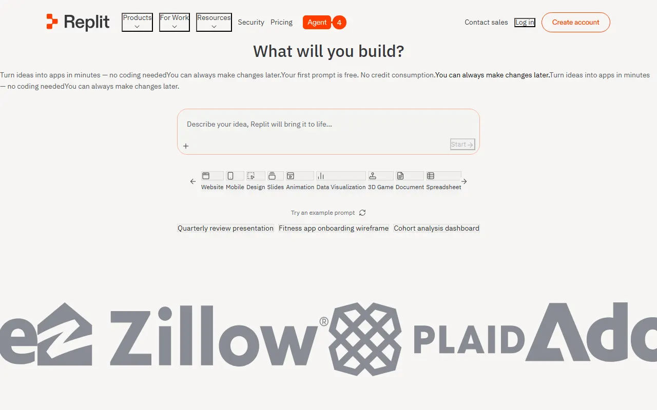 Replit AI AI tool interface screenshot