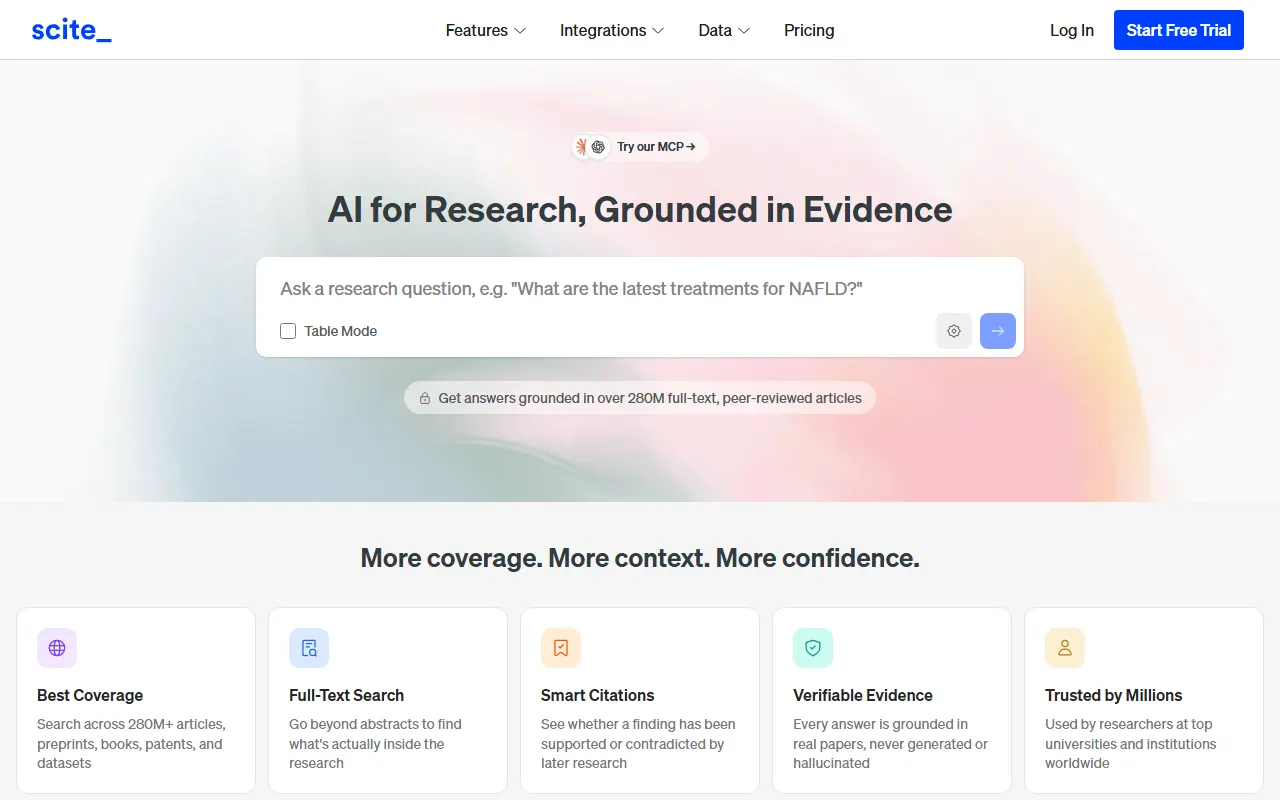 Scite AI tool interface screenshot