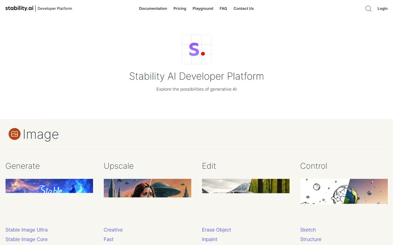 Stability AI API AI tool interface screenshot