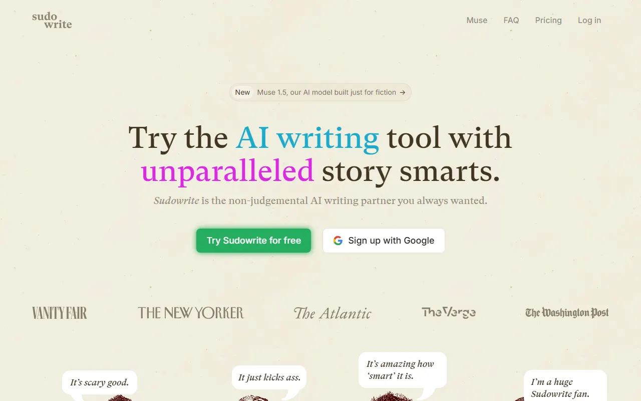 Sudowrite AI tool interface screenshot