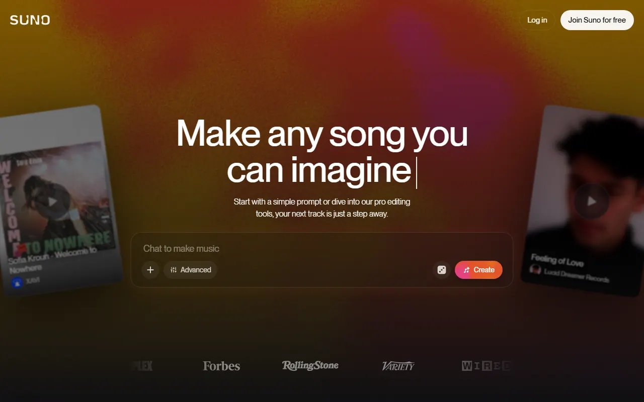 Suno AI tool interface screenshot