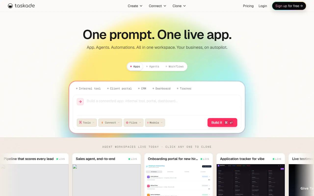 Taskade AI tool interface screenshot