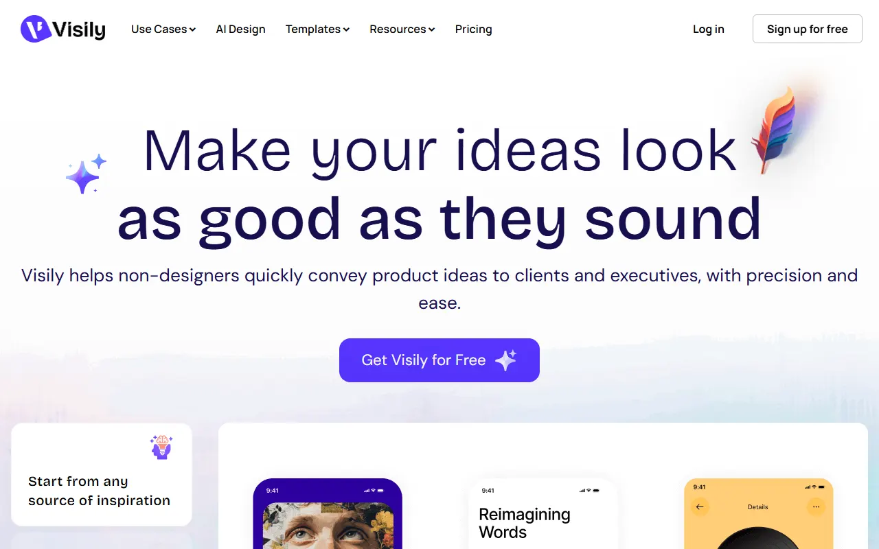 Visily AI tool interface screenshot